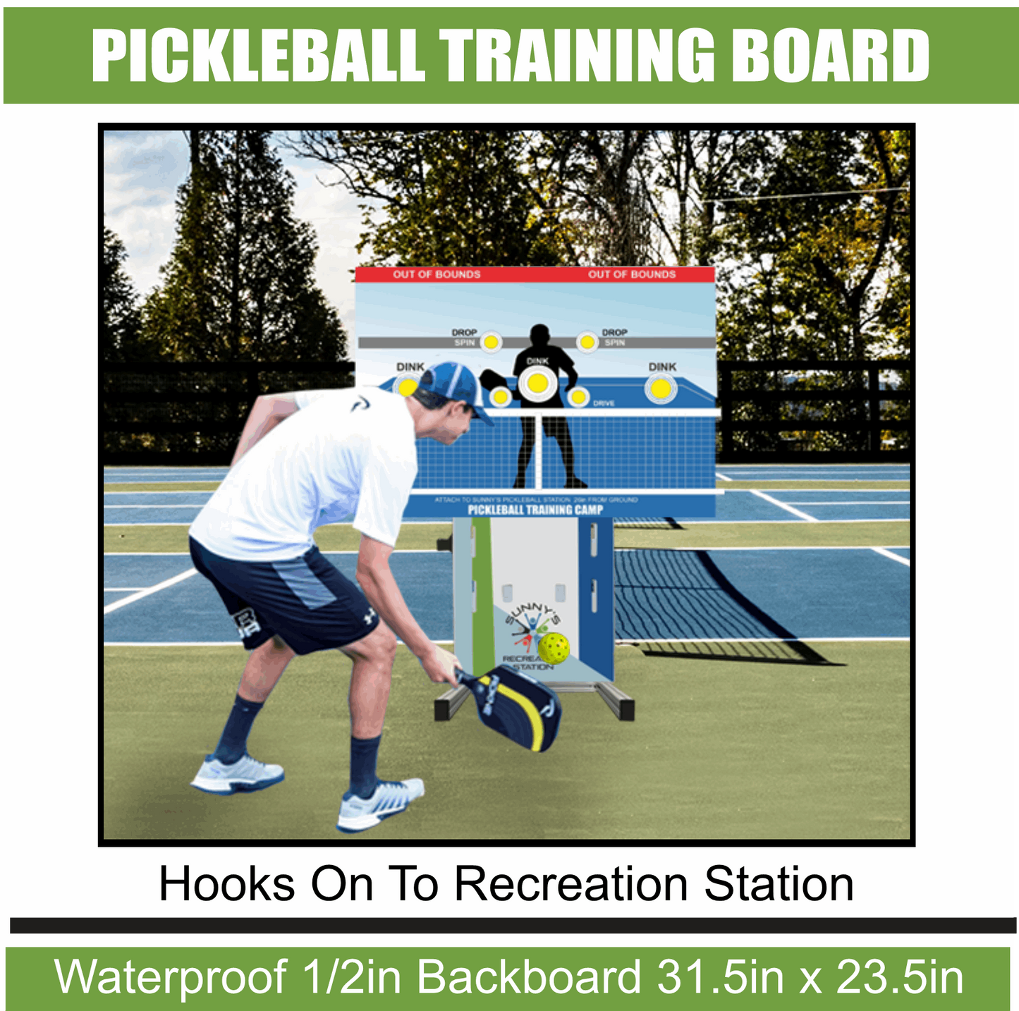PICKLEBALL TRAINING BACKBOARD WITH GRAPHICS